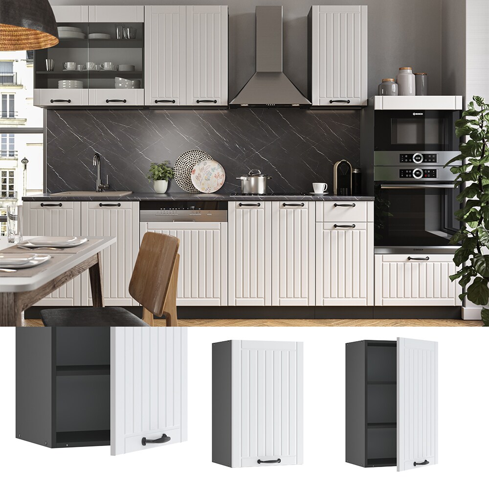 Vicco H&auml;ngeschrank 45 cm FAME Line K&uuml;chenschrank K&uuml;chenzeile Landhaus Wei&szlig; Anthrazit - Bild 1