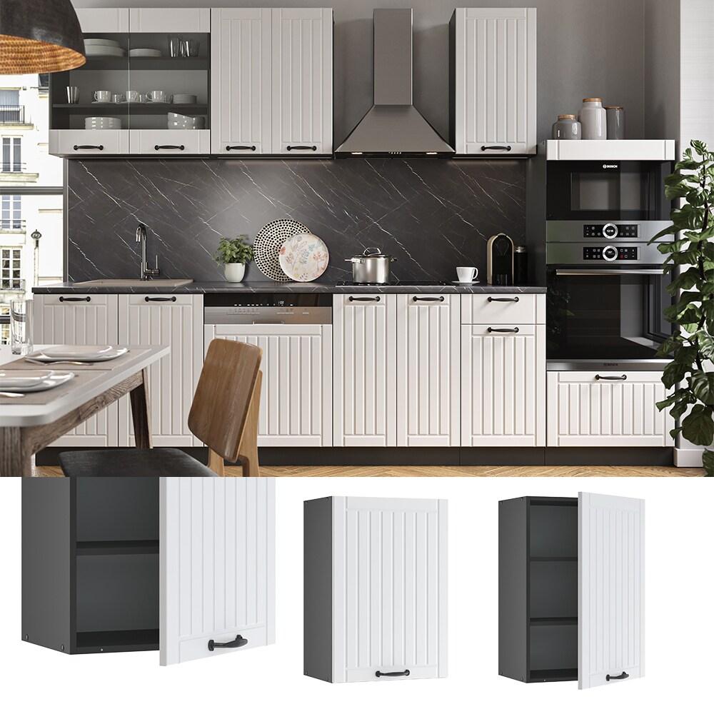 Vicco H&auml;ngeschrank 50 cm FAME Line K&uuml;chenschrank K&uuml;chenzeile Landhaus Wei&szlig; Anthrazit - Bild 1