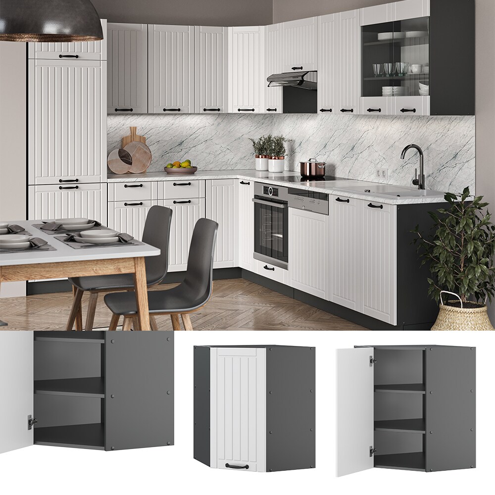 Vicco Eckhängeschrank 57 cm FAME Line Küchenschrank Küchenzeile Landhaus Weiß Anthrazit