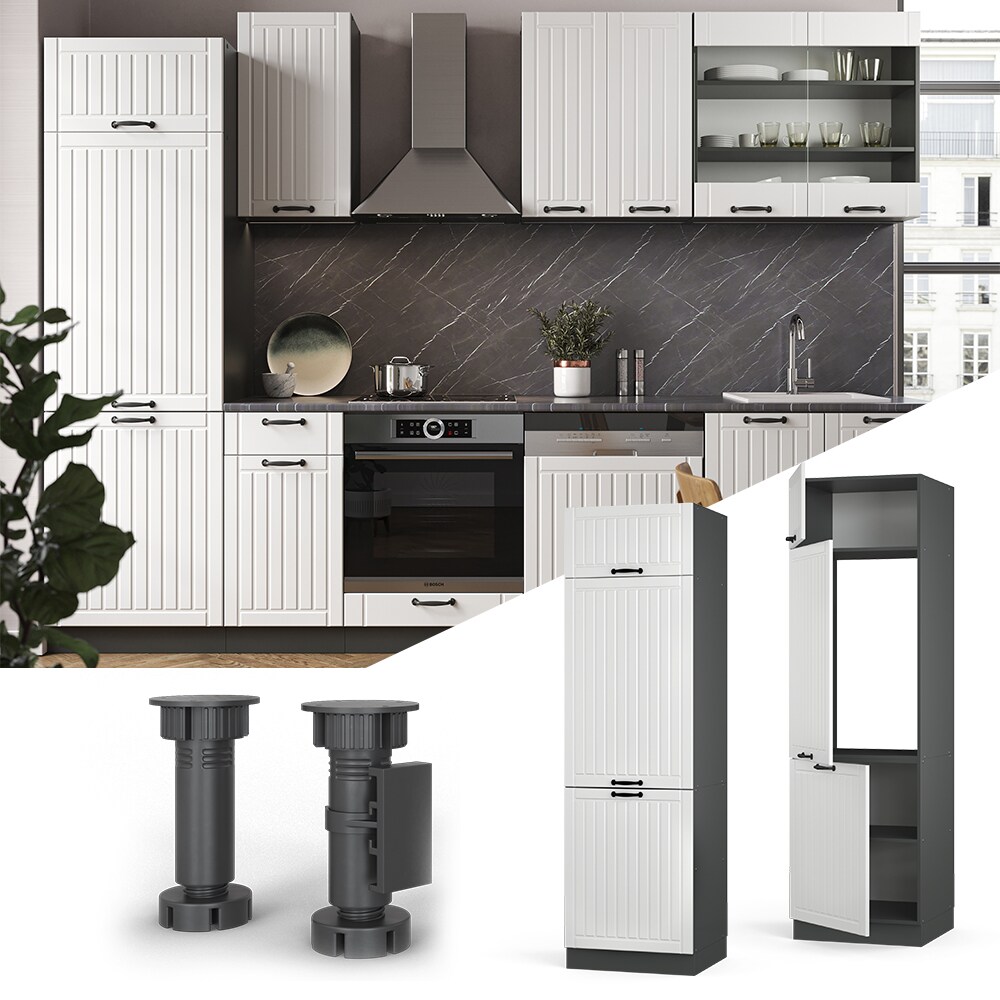 Vicco K&uuml;hlumbauschrank 60 cm FAME Line K&uuml;chenschrank K&uuml;chenzeile Landhaus Wei&szlig; Anthrazit - Bild 1