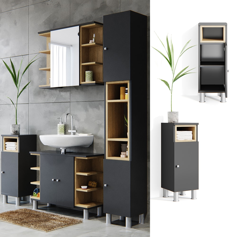 Vicco Beistellschrank Aquis Midischrank Badezimmerschrank Badschrank Anthrazit - Bild 1