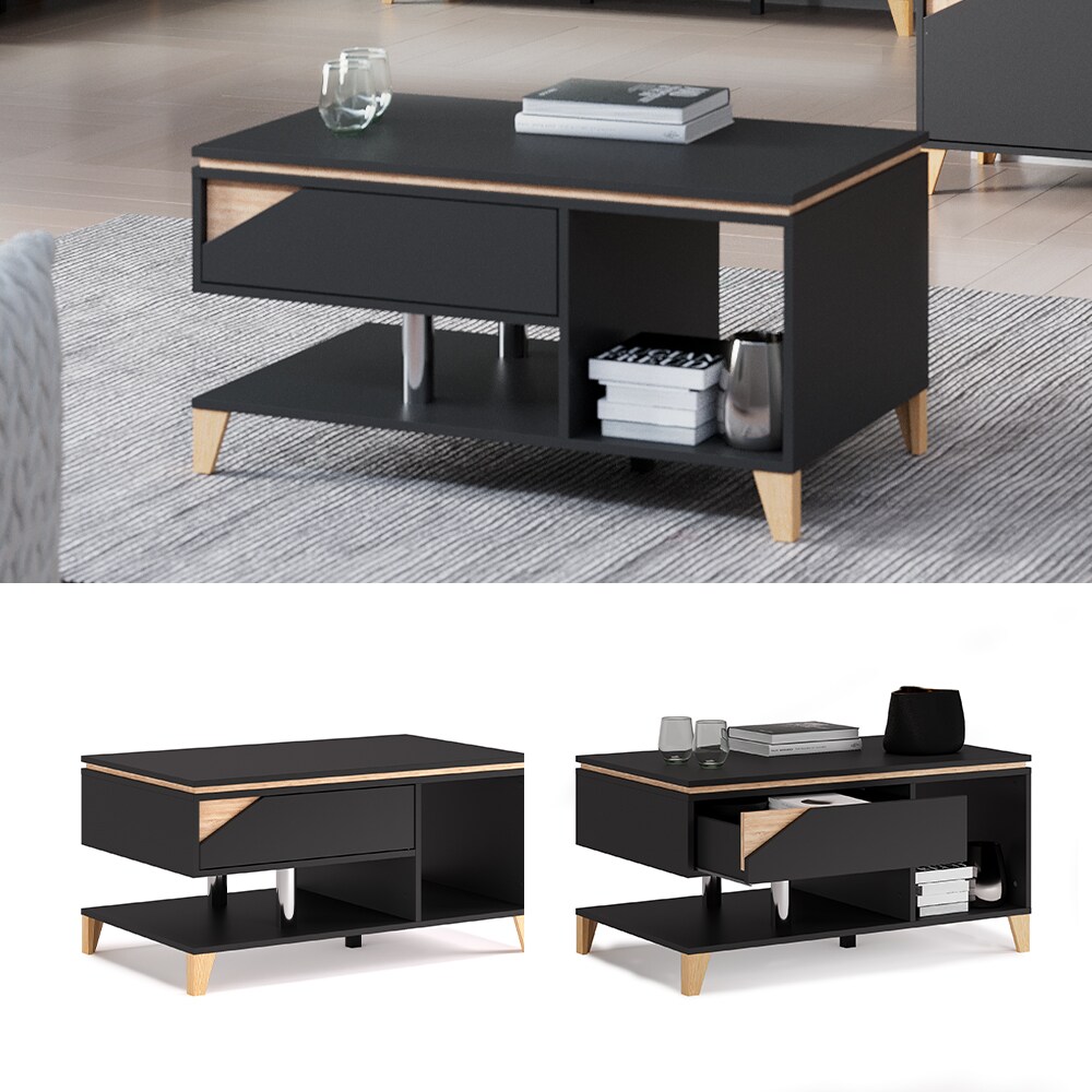 Vicco Couchtisch Sofatisch mit Schublade Luisa anthrazit 100x60cm Kaffeetisch - Bild 1