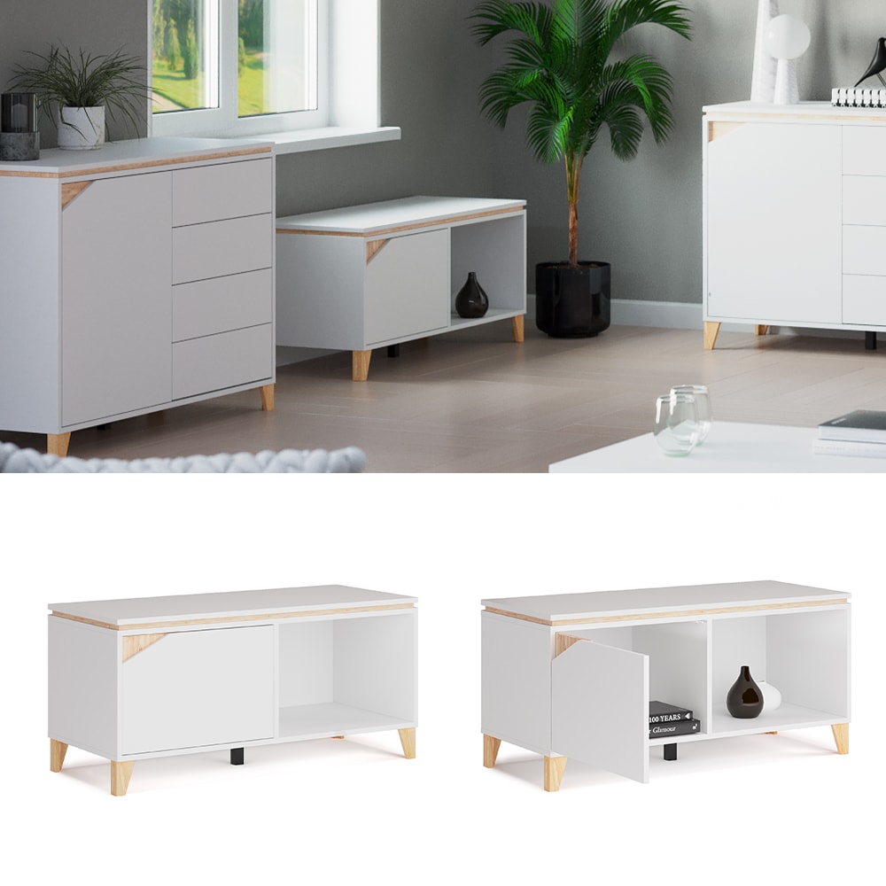 Vicco Lowboard TV-Board Sideboard Luisa wei&szlig; Fernsehschrank TV-Schrank 120x45cm - Bild 1