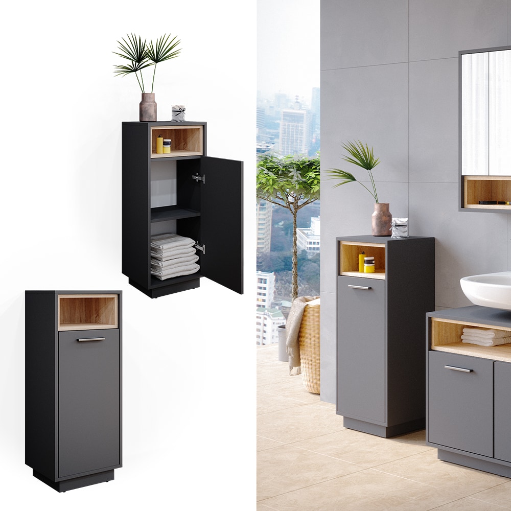 Vicco Badschrank Badezimmerschrank Midischrank Beatrice anthrazit Badregal Badm&ouml;bel - Bild 1