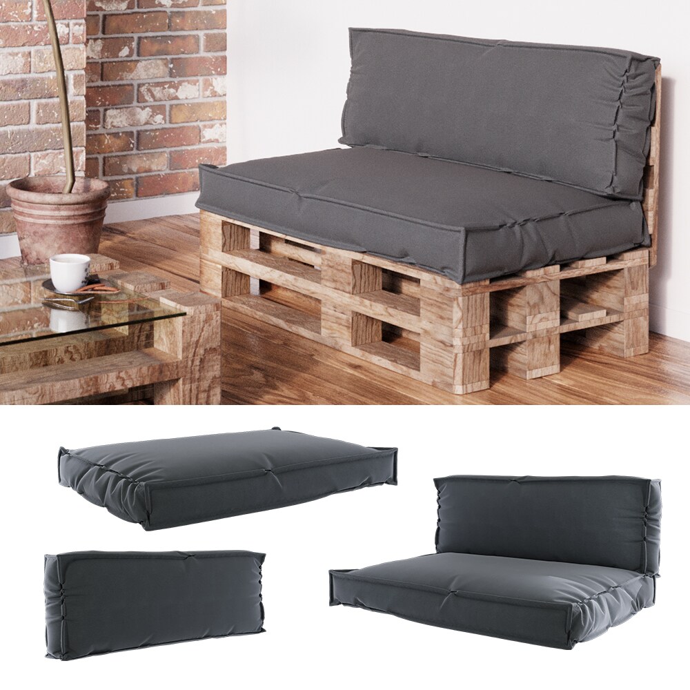 Vicco Palettenkissen Set Sitzkissen R&uuml;ckenkissen Michigan Gartenm&ouml;bel anthrazit (2er Set) - Bild 1