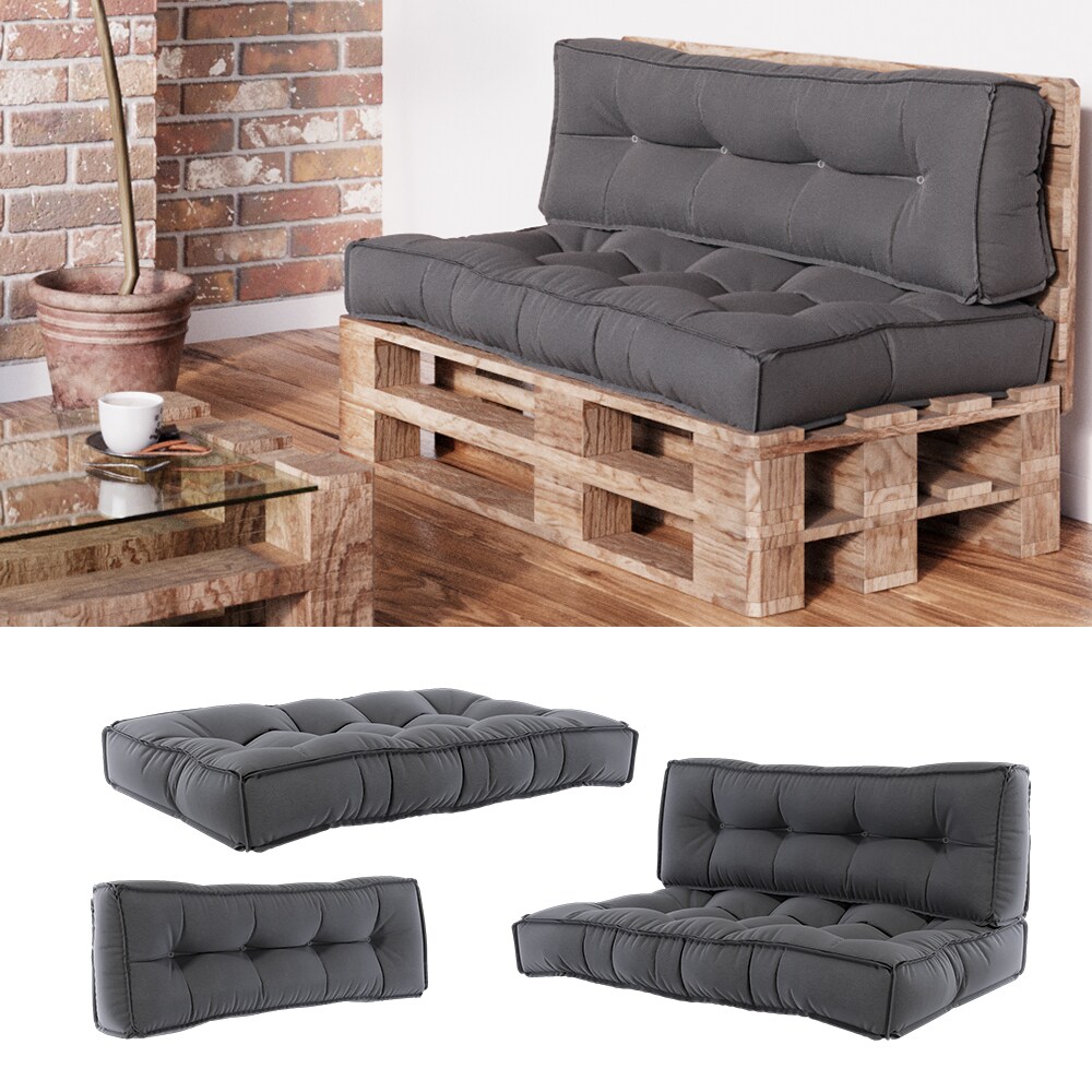 Vicco Palettenkissen Set Sitzkissen R&uuml;ckenkissen Utah Palettenm&ouml;bel anthrazit (2er Set) - Bild 1