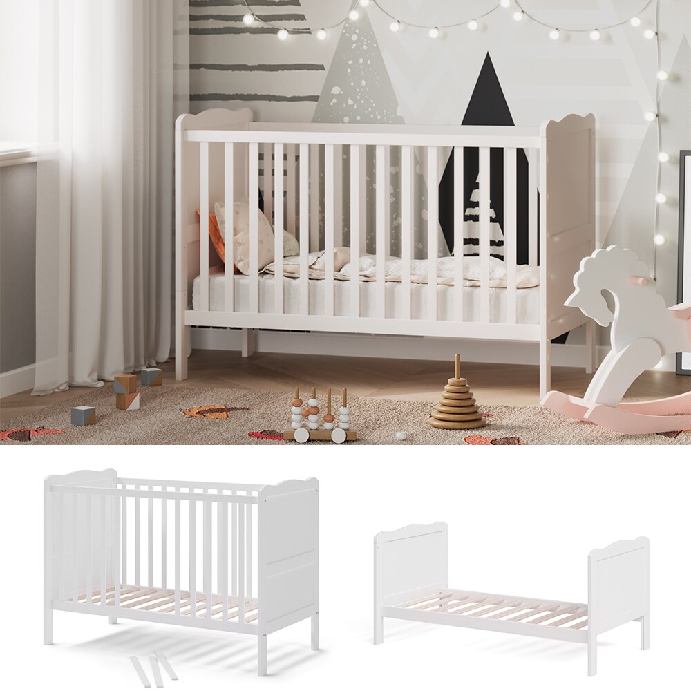 VitaliSpa Gitterbett Babybett Kinderbett Tobi Kombinationsbett umbaubar Weiß | 04251421970519