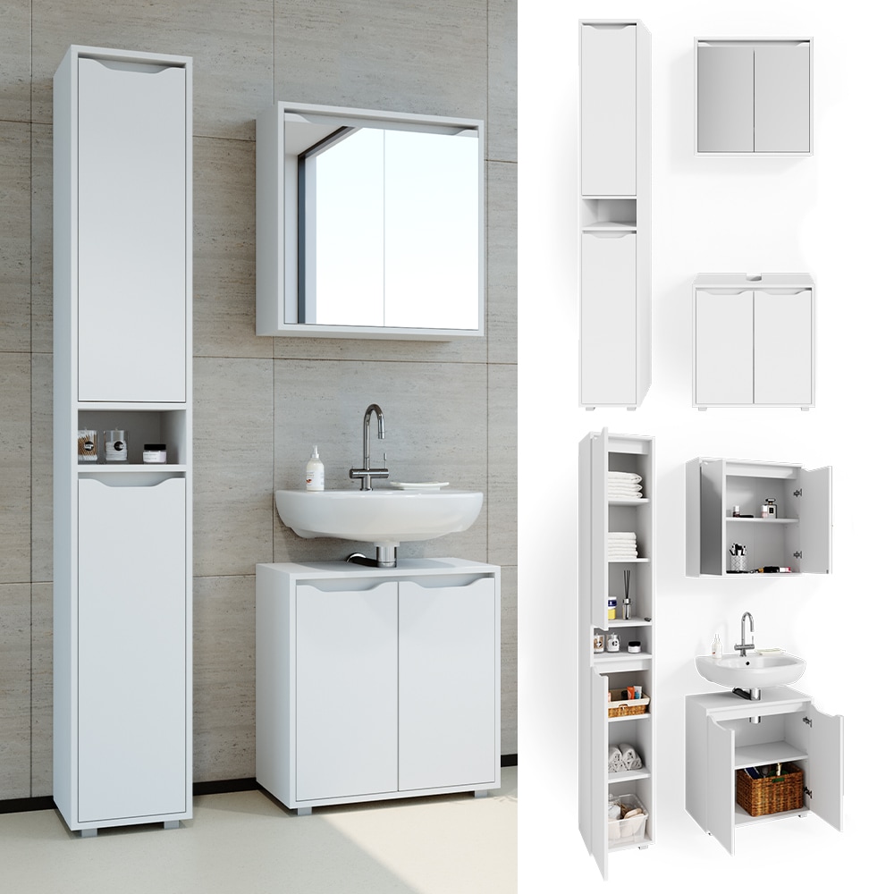 Vicco Badm&ouml;bel Set Badezimmerm&ouml;bel Ruben Spiegelschrank Waschtisch Hochschrank - Bild 1