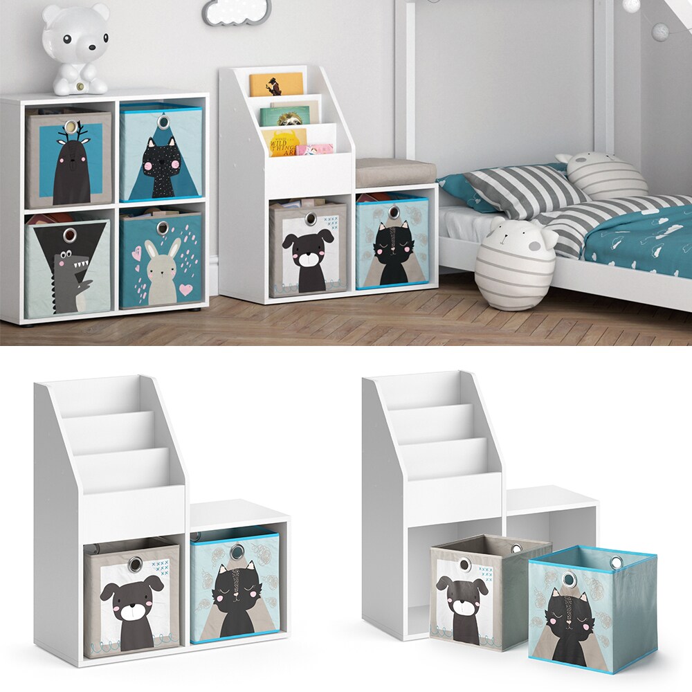 Vicco Kinderregal Aufbewahrungsregal Spielzeugablage Luigi Wei&szlig; Sitzbank Faltbox - Bild 1