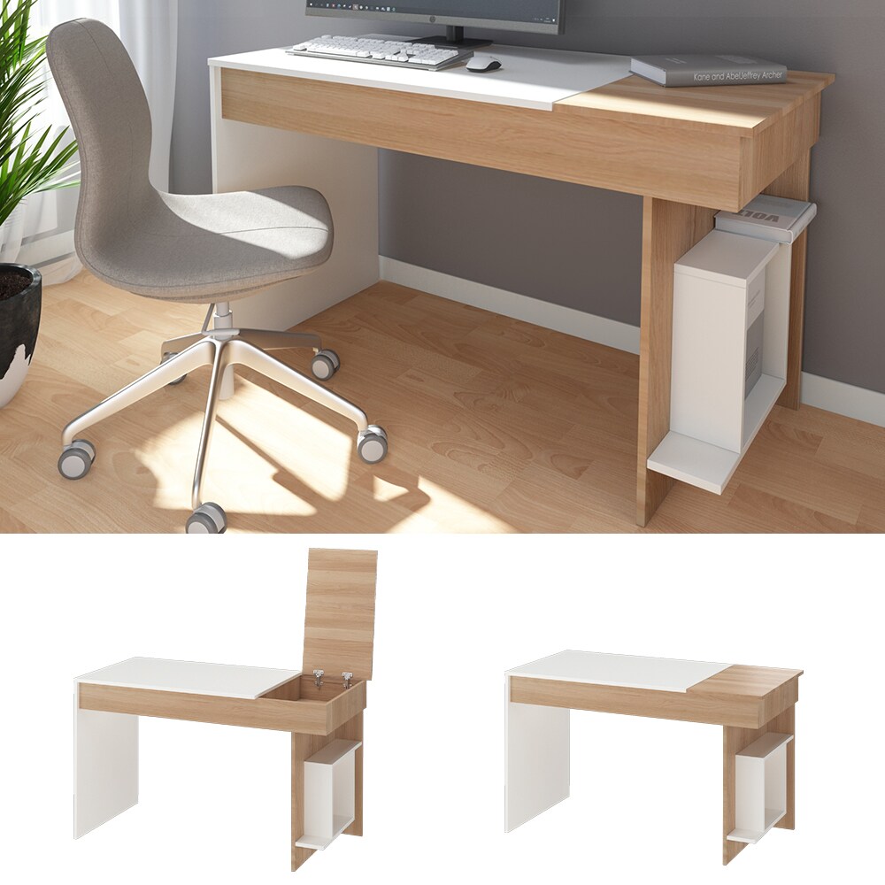 Vicco Schreibtisch Enea Arbeitstisch Computertisch PC B&uuml;rotisch Wei&szlig; Sonoma - Bild 1