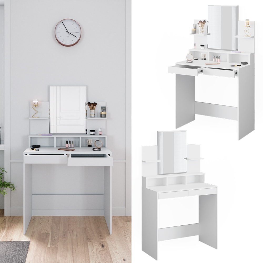 Vicco Schminktisch Frisiertisch Schminkkommode Ania wei&szlig; 2 Schubladen Spiegel - Bild 1
