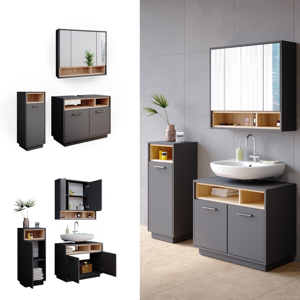 Vicco Badm&ouml;bel Badezimmerm&ouml;bel Beatrice Spiegelschrank Waschtisch Midischrank - Bild 1