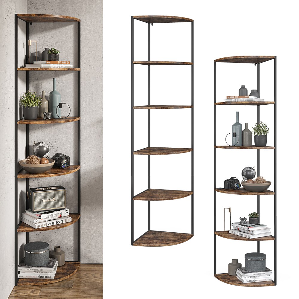 Vicco Eckregal Standregal Raumteiler Fyrk 5 Ebenen Medienregal Antikholz-Optik - Bild 1