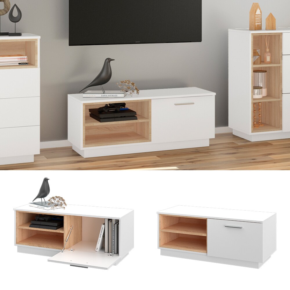 Vicco Lowboard TV-Board Fernsehschrank Beatrice wei&szlig; 100cm TV-Schrank Regal - Bild 1