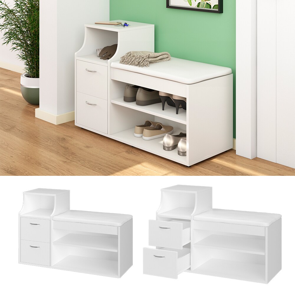 Vicco Schuhschrank Aron Weiß - Schuhregal 60x115 Cm Mit 2 Fächern