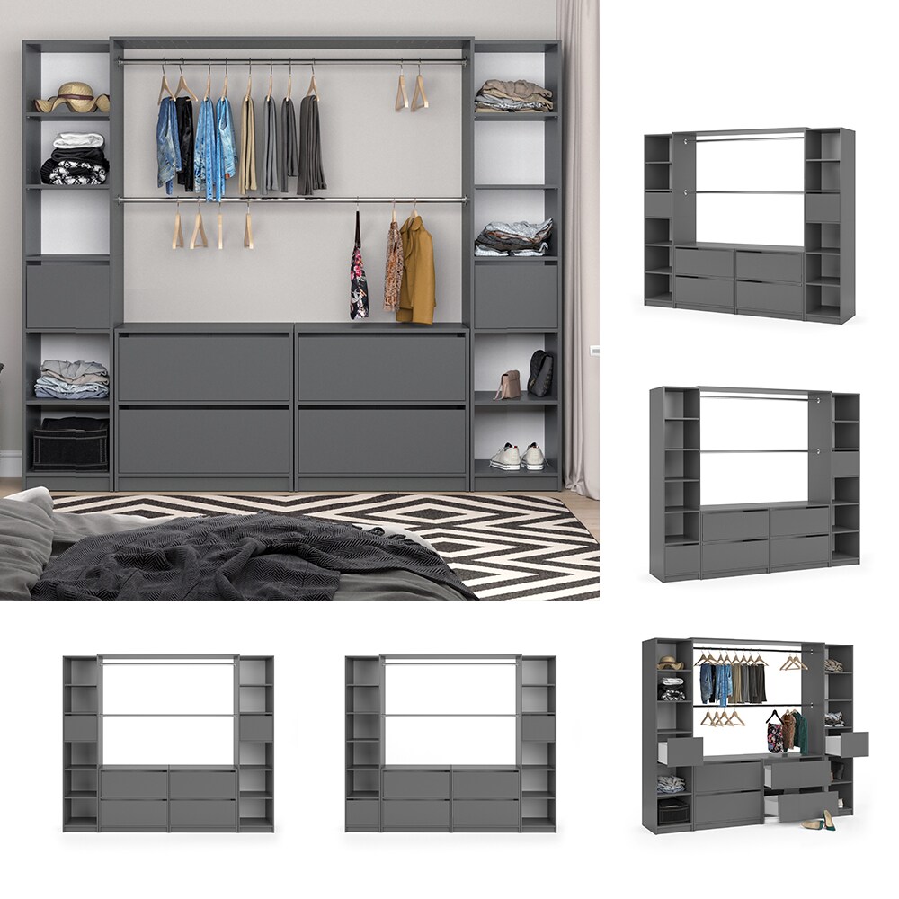 Vicco Kleiderschrank Visit Anthrazit Dielenschrank Flurgarderobe - Offen begehbar (Set XXXL) - Bild 1