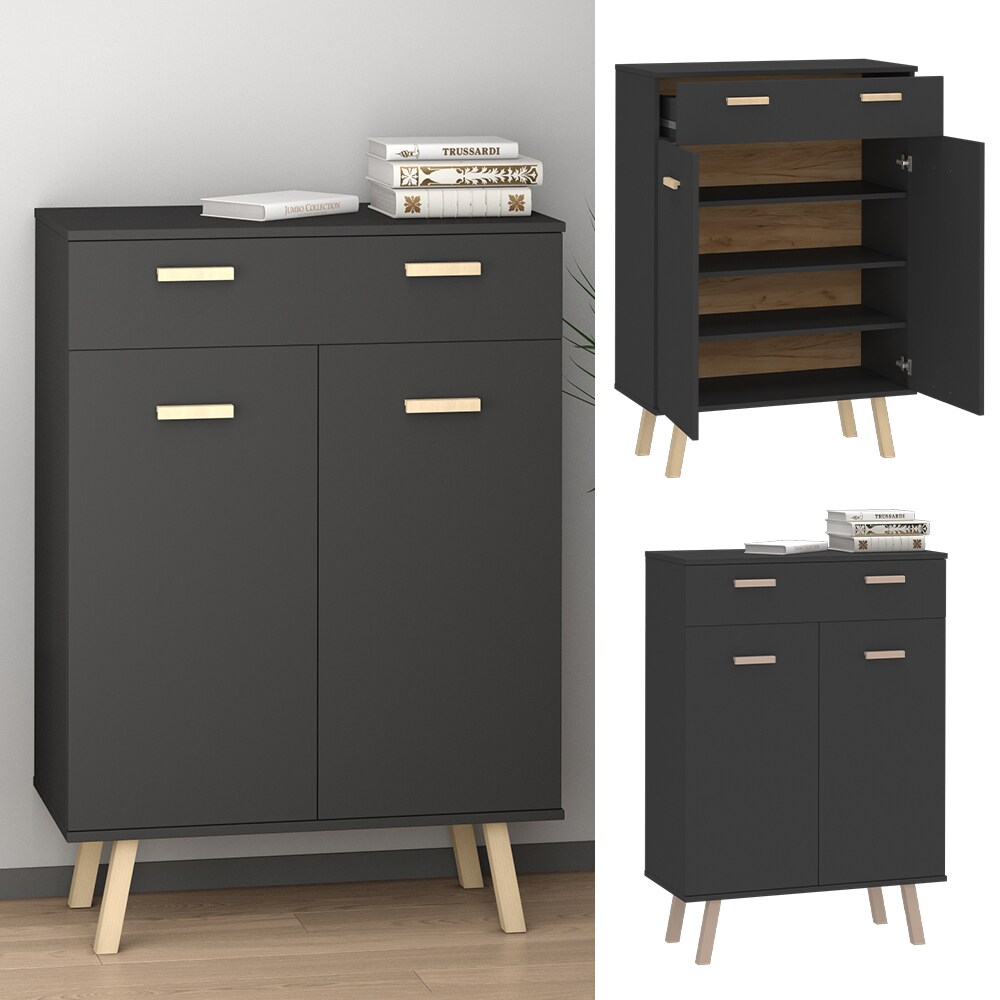 Vicco Kommode Highboard Anrichte Hans Anthrazit Holzf&uuml;&szlig;e Schublade Sideboard - Bild 1