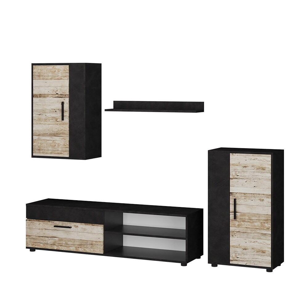 Wohnwand BERNO Hell Old Style Schrankwand Lowboard TV Hängeschrank VICCO | 04251421971035