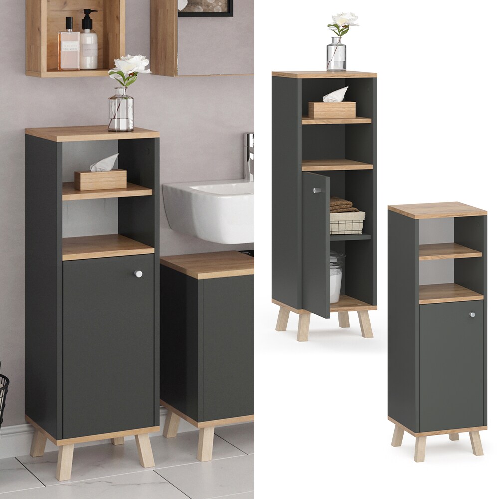 Vicco Midischrank Badschrank Badregal Senyo Goldkraft/ANT 2 F&auml;cher Badm&ouml;bel - Bild 1