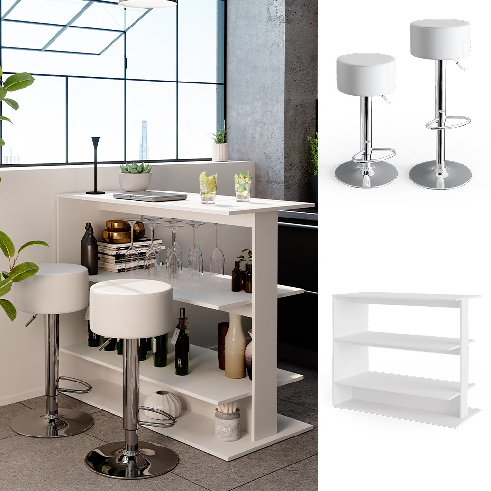 Vicco Bartisch Stehtisch Bistrotisch Bristol 3 Ablagen inkl. 2 Barhocker Tresen - Bild 1