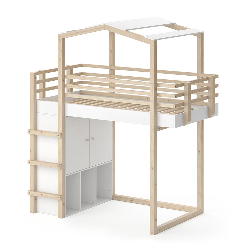 VITALISPA Hochbett Pippi Spielbett Kinderbett Erle wei&szlig; Jugendbett Hausbett - Bild 1