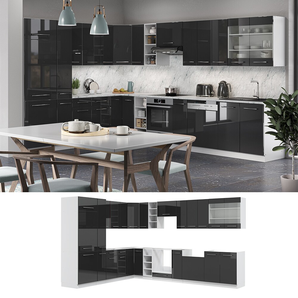 Vicco Eckk&uuml;che Fame-LINE K&uuml;chenzeile K&uuml;che 257x347 cm Anthrazit Hochglanz - Bild 1