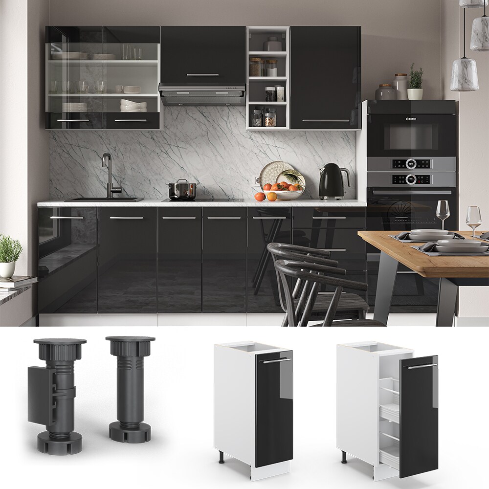 Vicco Apothekerunterschrank 30 cm Anthrazit Hochglanz K&uuml;chenschrank Apothekerschrank K&uuml;chenzeile Fame-Line - Bild 1