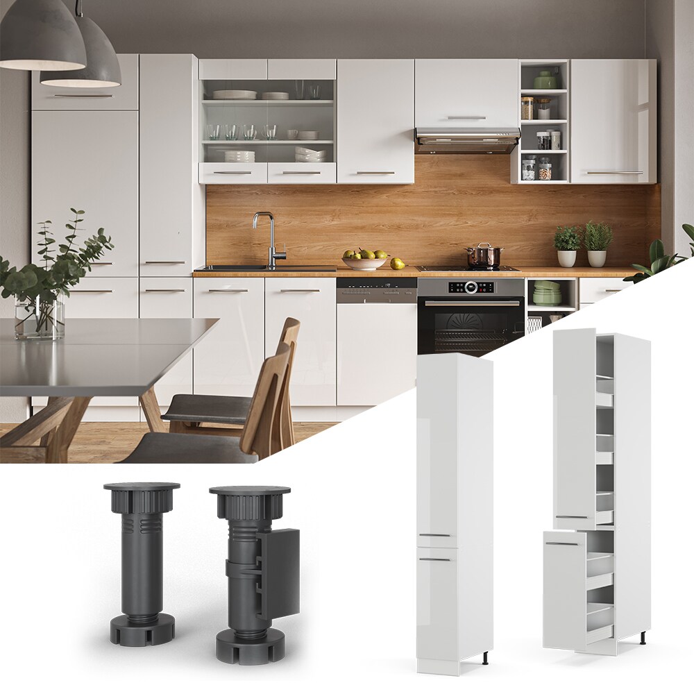 Vicco Apothekerhochschrank 30 cm Weiß Hochglanz Küchenschrank Hochschrank Küchenzeile Fame-Line