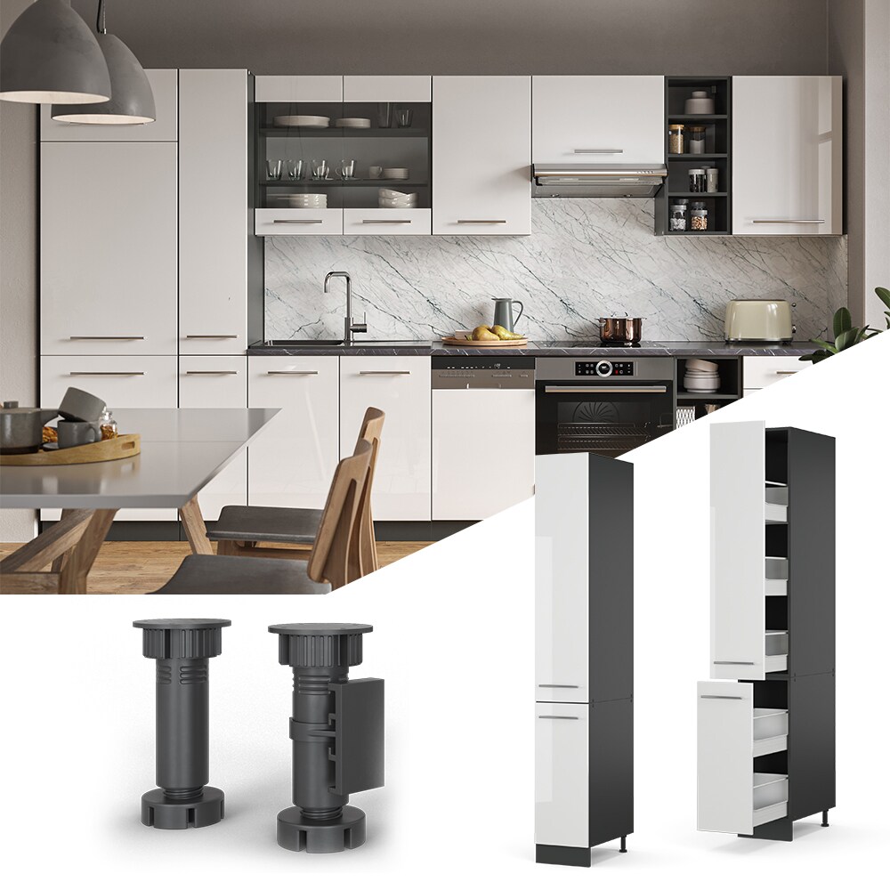 Vicco Apothekerhochschrank 30 cm Wei&szlig; Hochglanz K&uuml;chenschrank Hochschrank K&uuml;chenzeile Fame-Line - Bild 1