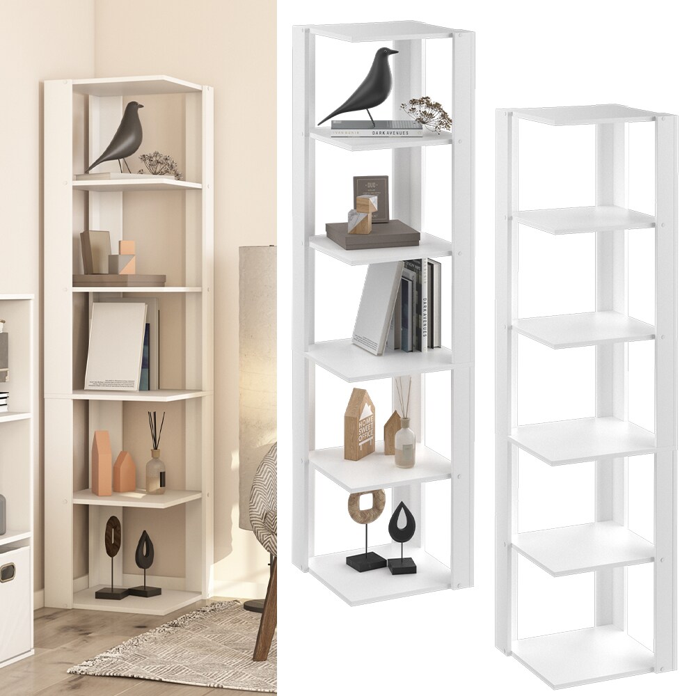 Vicco Eck-B&uuml;cherregal Eckregal Standregal Amina wei&szlig; Raumteiler Medienregal - Bild 1