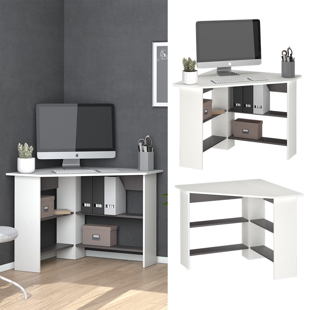 Vicco Eckschreibtisch Schreibtisch B&uuml;rotisch Arion 90x90cm wei&szlig; Computertisch - Bild 1