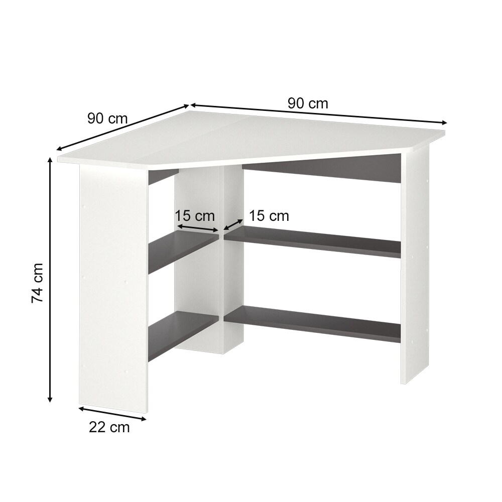 Vicco Schreibtisch Arwen Weiß – 90x60 Cm Bürotisch Mit 10 Ablageflächen