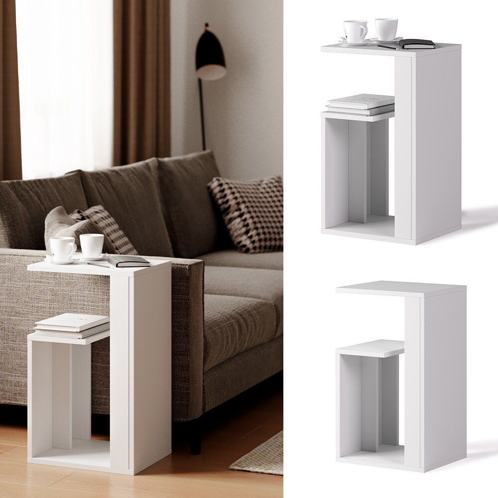 Vicco Beistelltisch Couchtisch Sofatisch Ates Wei&szlig; Wohnzimmer Flur Regal Ablage - Bild 1