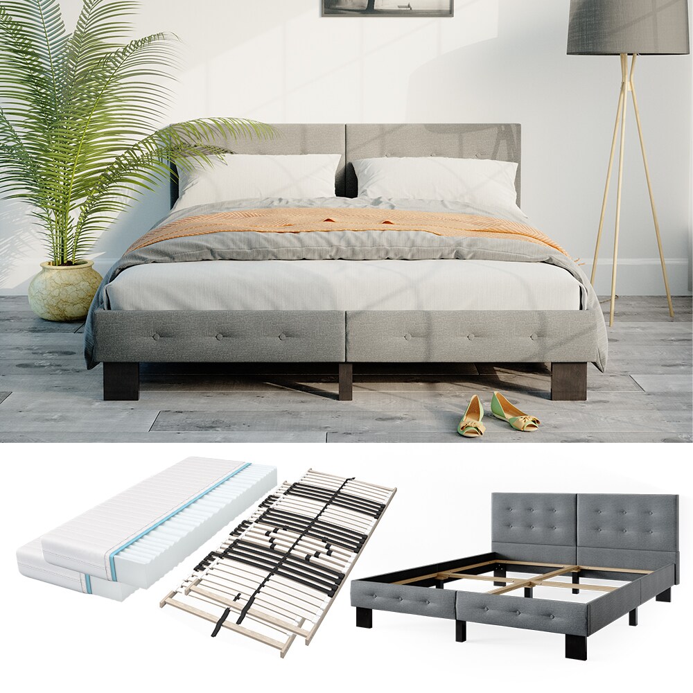 VitaliSpa Bettgestell Polsterbett Doppelbett Emily 180x200cm Lattenrost + Matratze - Bild 1