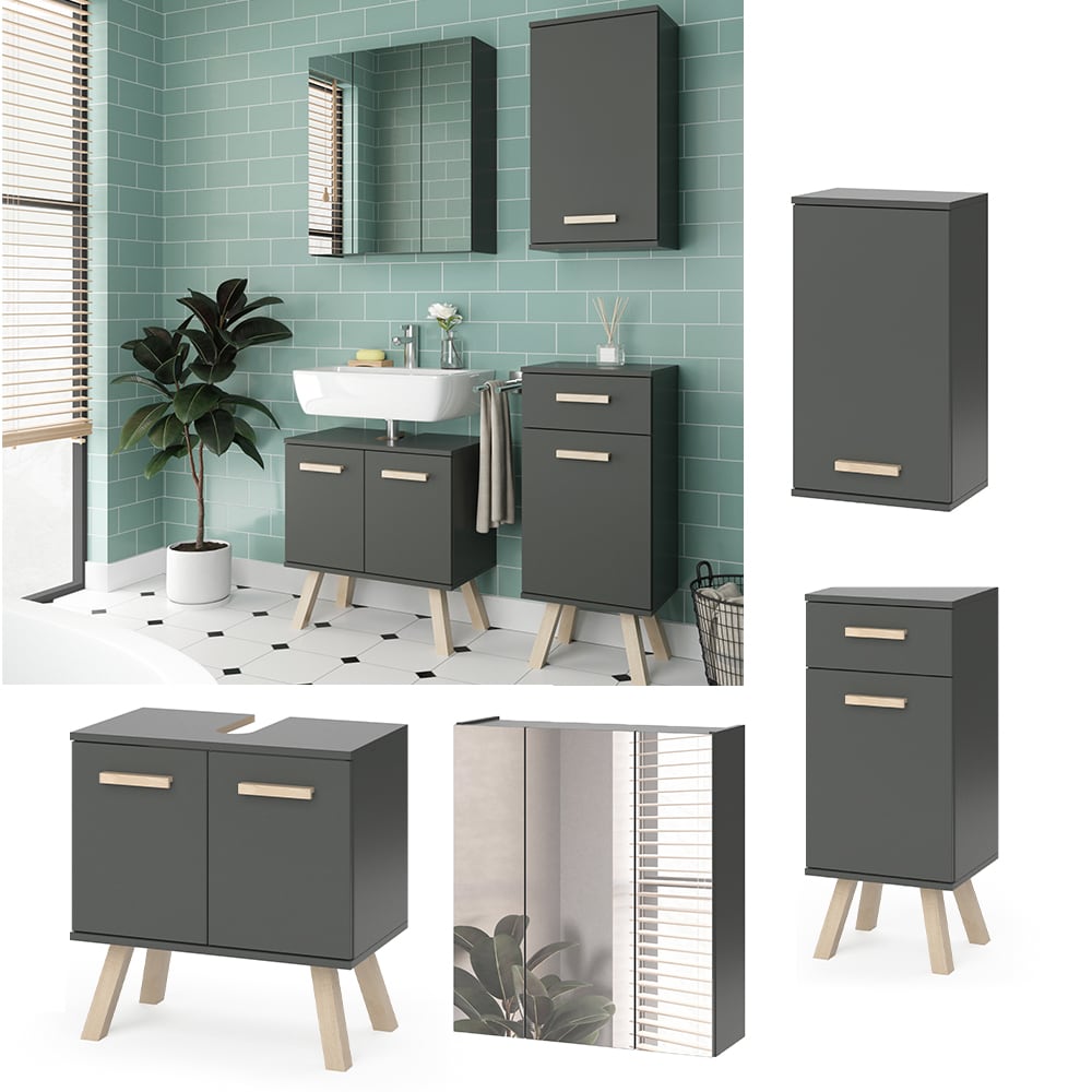 Vicco Badm&ouml;bel Set Badezimmerm&ouml;bel Hans Spiegelschrank Unterschrank H&auml;ngeschrank - Bild 1