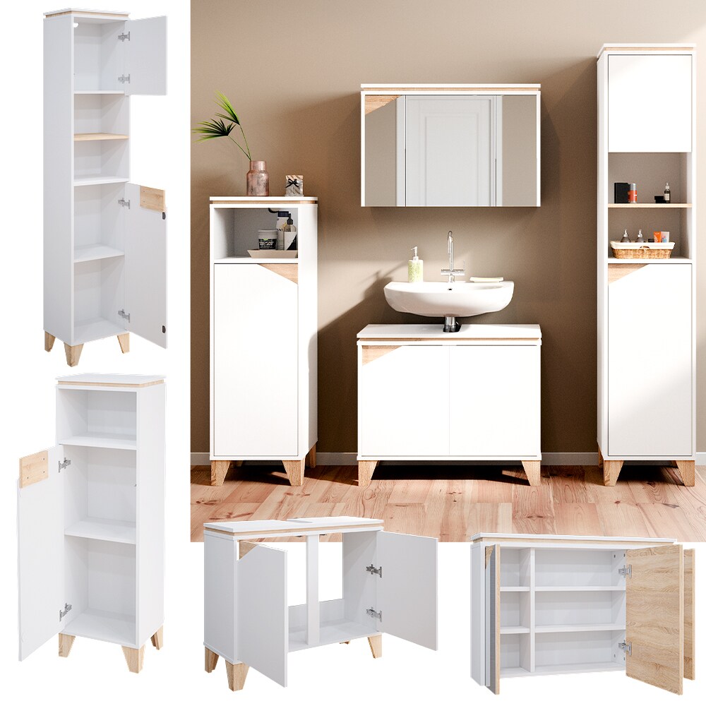 Vicco Badm&ouml;bel Set Badezimmerm&ouml;bel Luisa Spiegelschrank Unterschrank Hochschrank - Bild 1