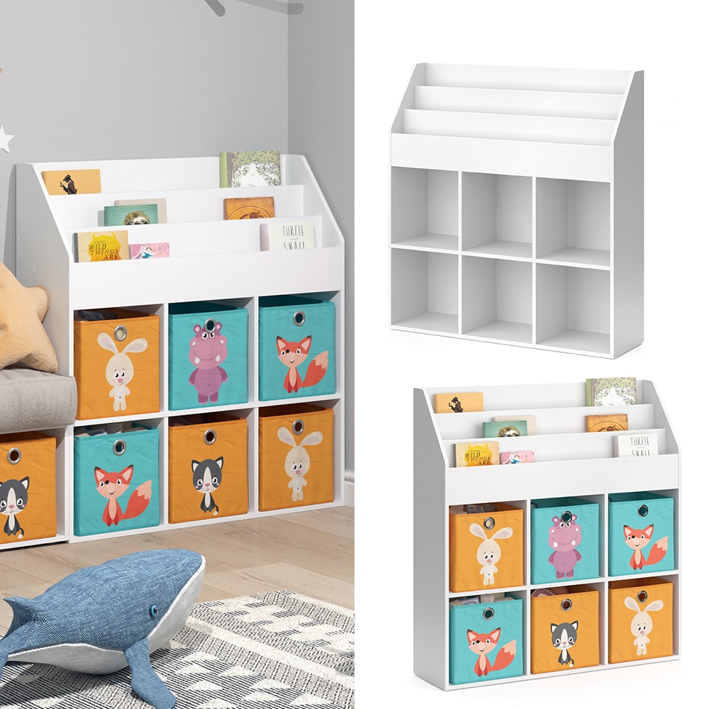 Vicco B&uuml;cherregal Ordnerregal B&uuml;roregal Luigi Wei&szlig; 6 F&auml;cher Aufbewahrungsregal - Bild 1