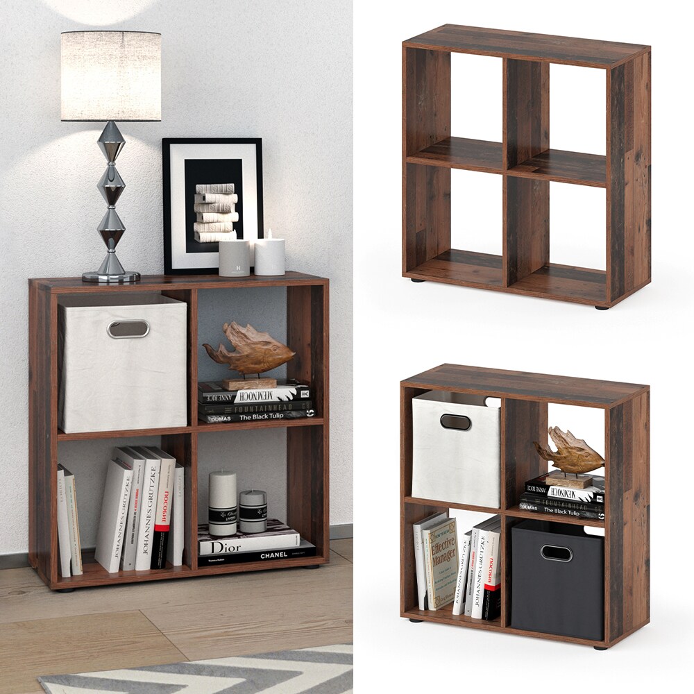 Vicco Raumteiler Standregal B&uuml;cherregal Tetra 4 F&auml;cher Old Style B&uuml;roregal - Bild 1