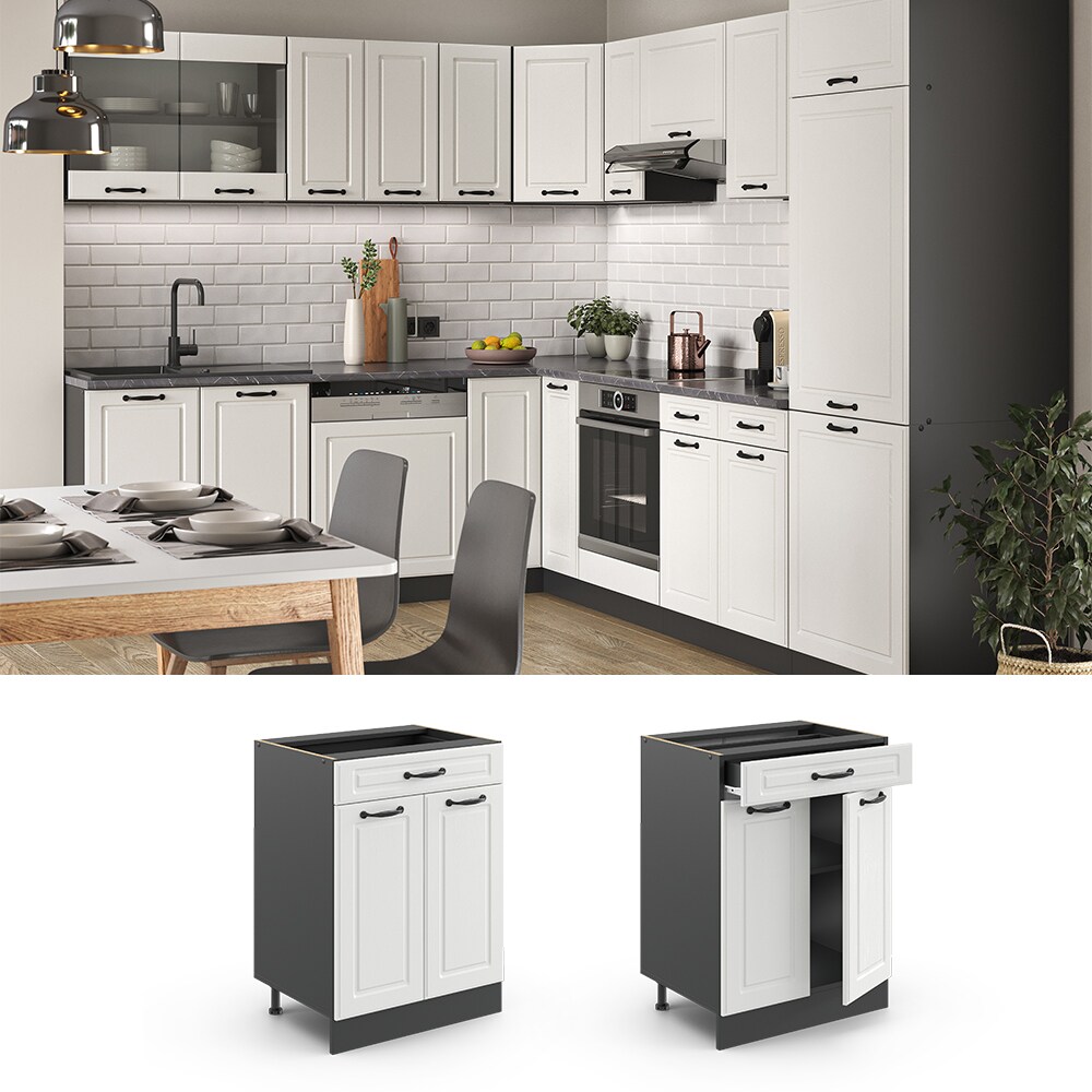Vicco Schubunterschrank 60 cm Anthrazit Küchenschrank Unterschrank Küchenzeile R-Line