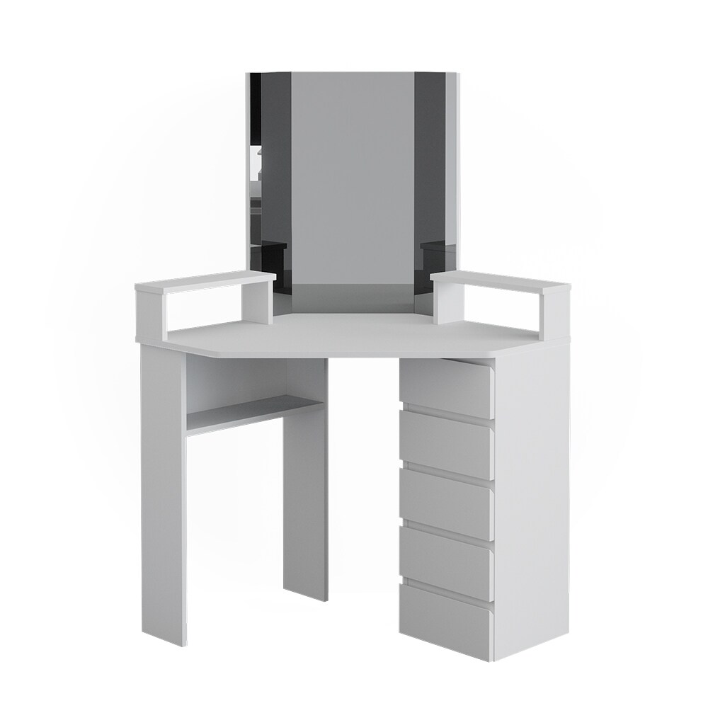 Vicco Eckschminktisch Frisiertisch Frisierkommode Tilda Wei&szlig; mit Spiegel Ablagen - Bild 1