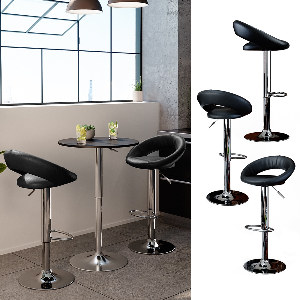 Vicco Barhocker K&uuml;chenhocker Bistrohocker Malibu 2er Set Schwarz K&uuml;che Esszimmer Barm&ouml;bel - Bild 1