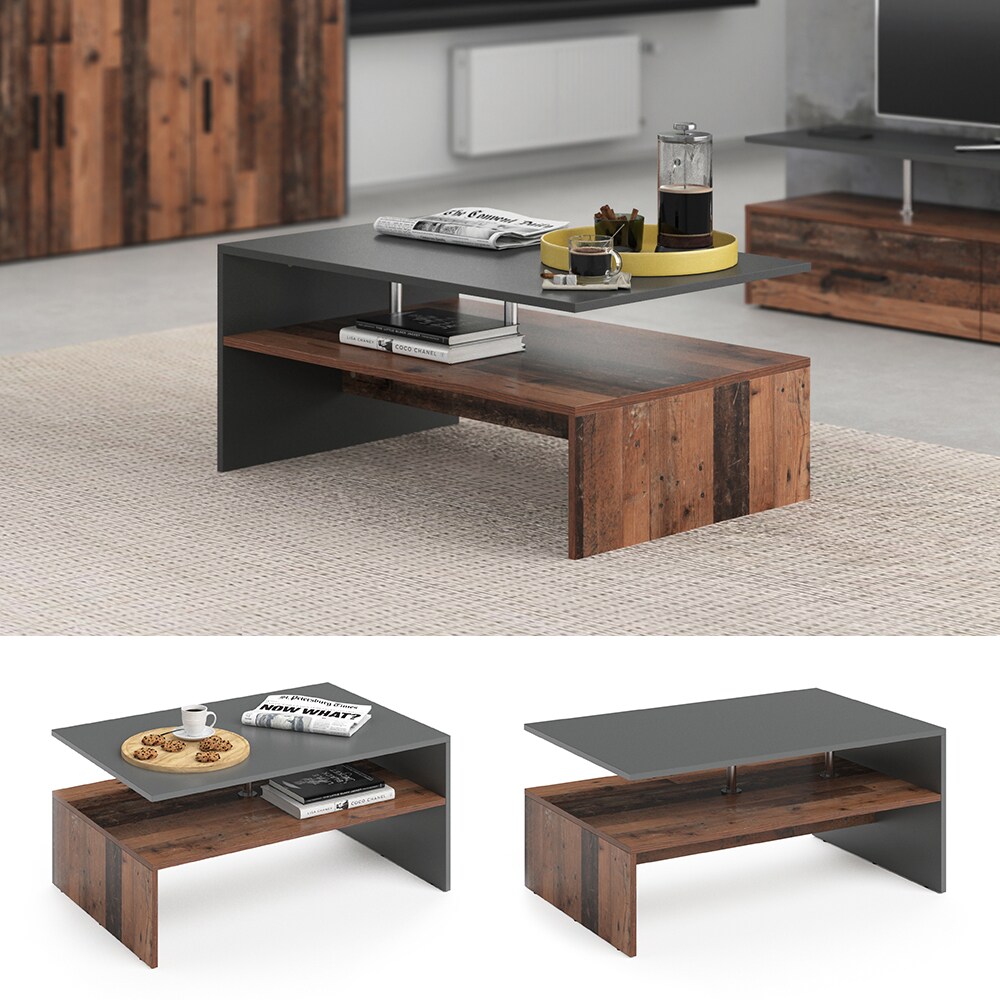 Vicco Couchtisch Sofatisch mit Ablage Kaffeetisch Amato Old Style Metallgestell - Bild 1