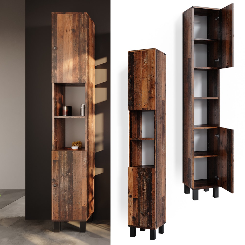 Vicco Hochschrank Badschrank Badezimmerschrank Fynn Old Style Badm&ouml;bel 190 x 30 - Bild 1