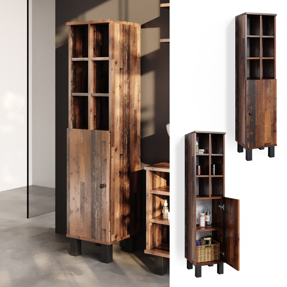 Vicco Midischrank Hochschrank Badschrank Fynn Old Style gro&szlig;e T&uuml;r Badm&ouml;bel - Bild 1