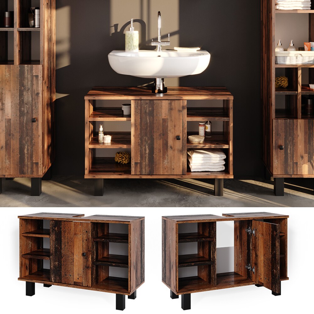 Vicco Waschtischunterschrank Badschrank Waschbecken Fynn Old Style Badmöbel 80cm | 04251421997684