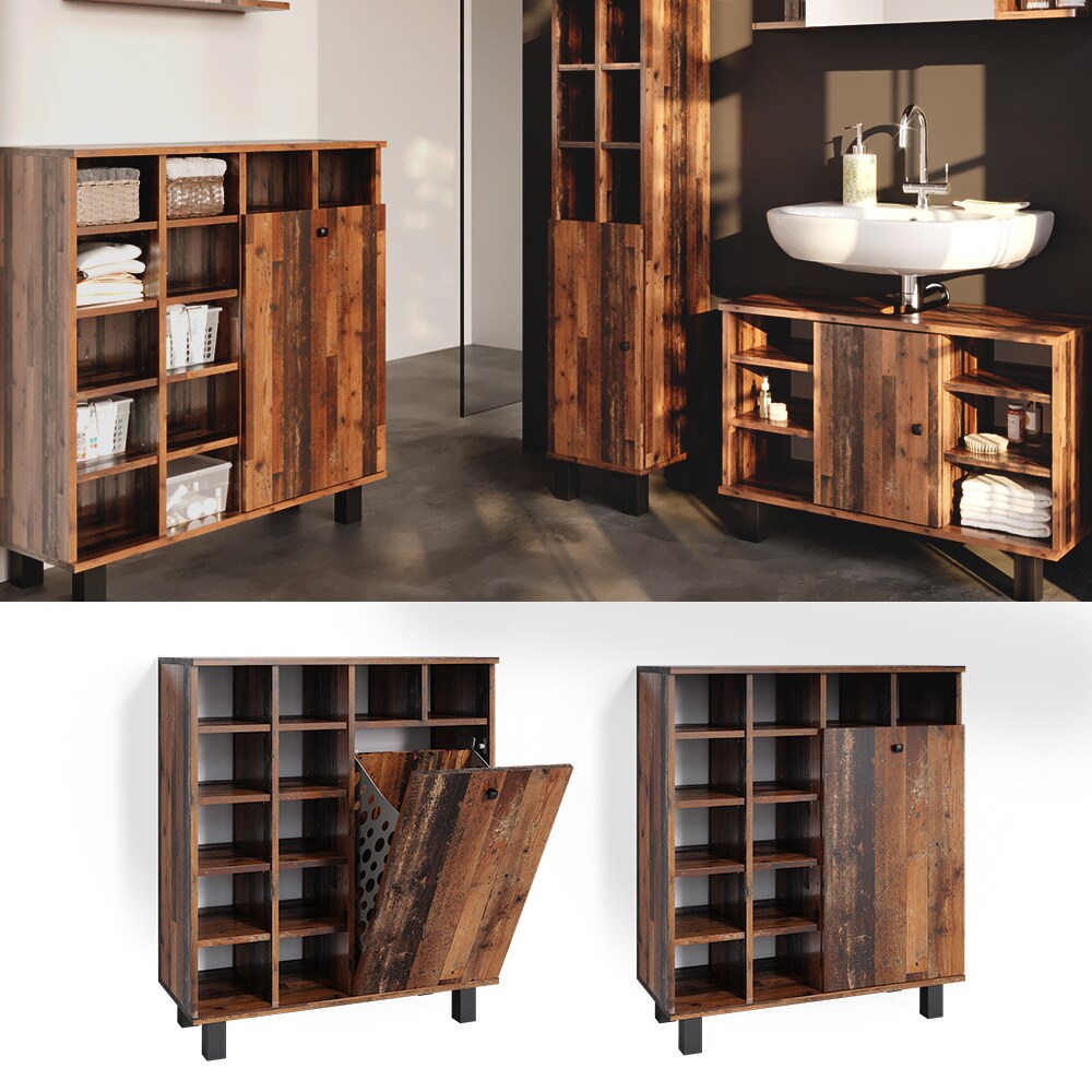 Vicco W&auml;scheschrank Badezimmerschrank Badschrank mit W&auml;schekorb Fynn Badm&ouml;bel - Bild 1