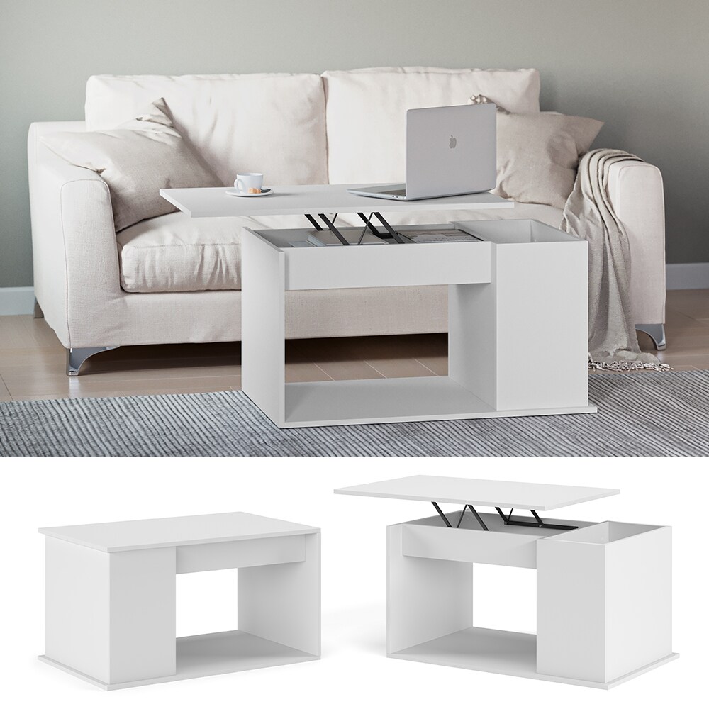 Vicco Couchtisch Sofatisch Beistelltisch Lift Hugo Wei&szlig;/Wei&szlig; Wohnzimmertisch - Bild 1