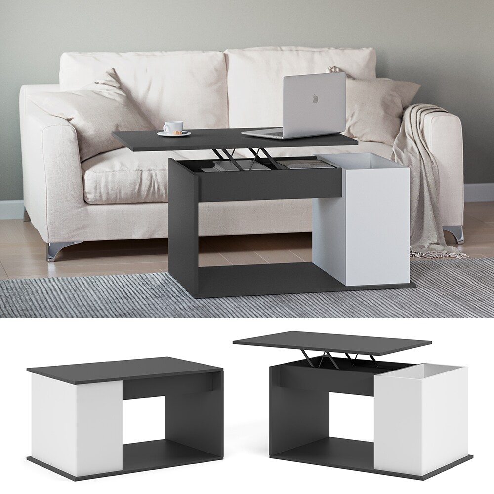 Vicco Couchtisch Sofatisch Beistelltisch Lift Hugo Wei&szlig;/Anthrazit Kaffeetisch - Bild 1