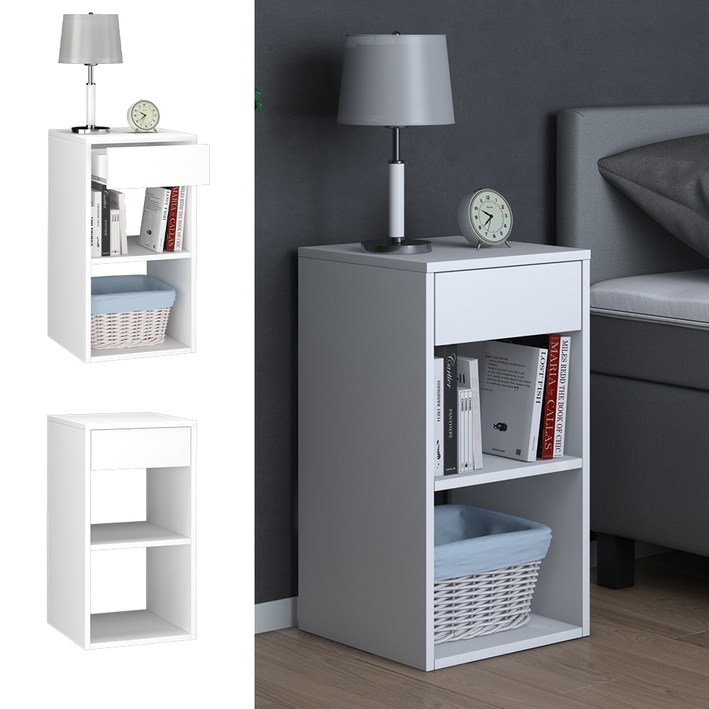Vicco Nachttisch Beistelltisch Nachtschrank Dany wei&szlig; Nachtkommode f&uuml;r Faltbox - Bild 1