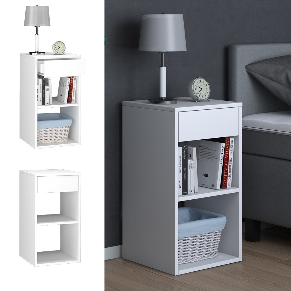Vicco Nachttisch Beistelltisch Nachtschrank Dany weiß Nachtkommode für Faltbox | 04251421981461
